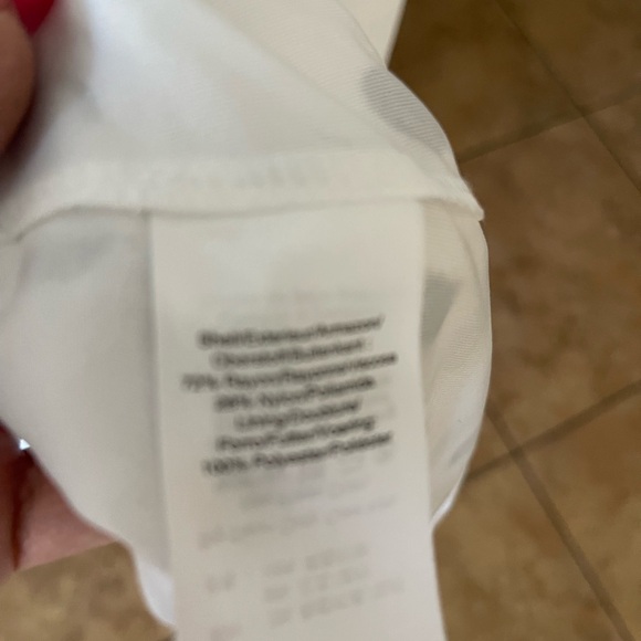 DKNY Womens White Fitted Button Front Lined Polka Dot Elbow Sleeve - Picture 2 of 5